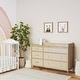 preview thumbnail 3 of 13, Little Seeds Shiloh Natural and Faux Rattan Wide 6 Drawer Convertible Dresser & Changing Table