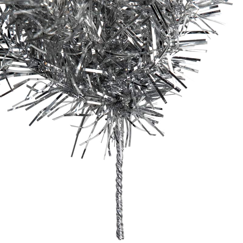 9' x 12" Silver Tinsel Artificial Christmas Garland, Clear Lights
