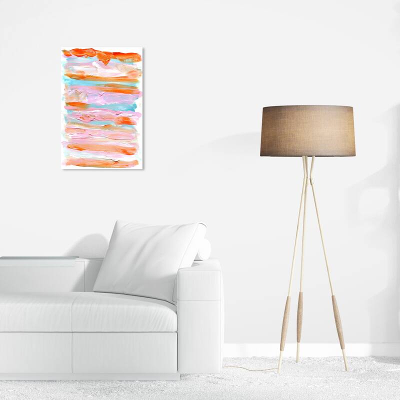 Wynwood Studio Abstract Summer Ice Cream Orange and Pastel Pink Modern & Contemporary Wall Art Canvas Print - 24 x 16