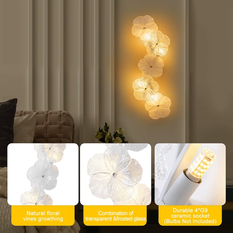 Modern Elegant Clear and Frosted Bubble Glass Flower Petal Wall Sconce