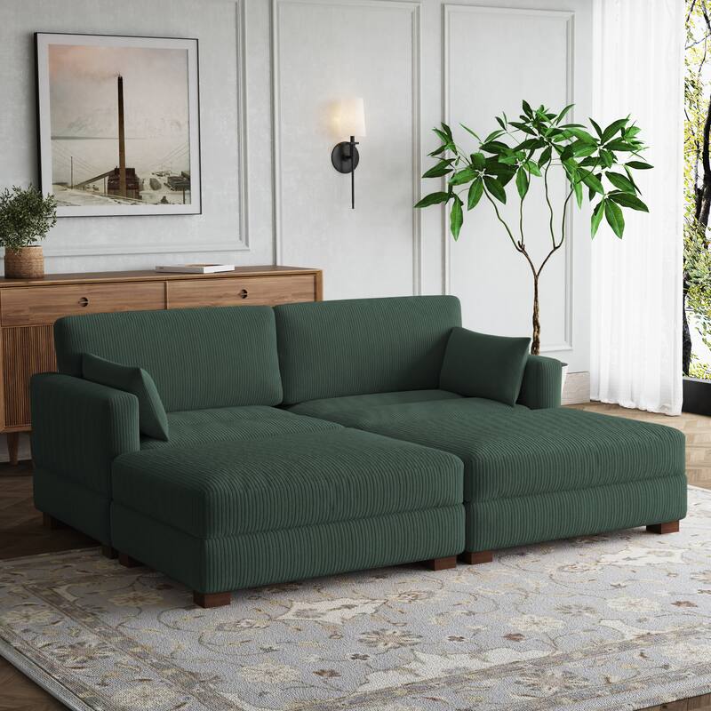Sectional Sofa Set Modular Couch with Ottomans