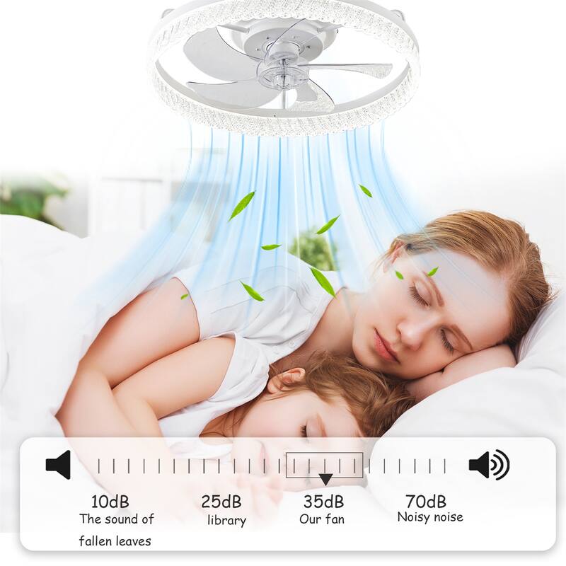 19" Bedroom Fan Light with Remote Control and Reversible DC Motor w/ LED Light