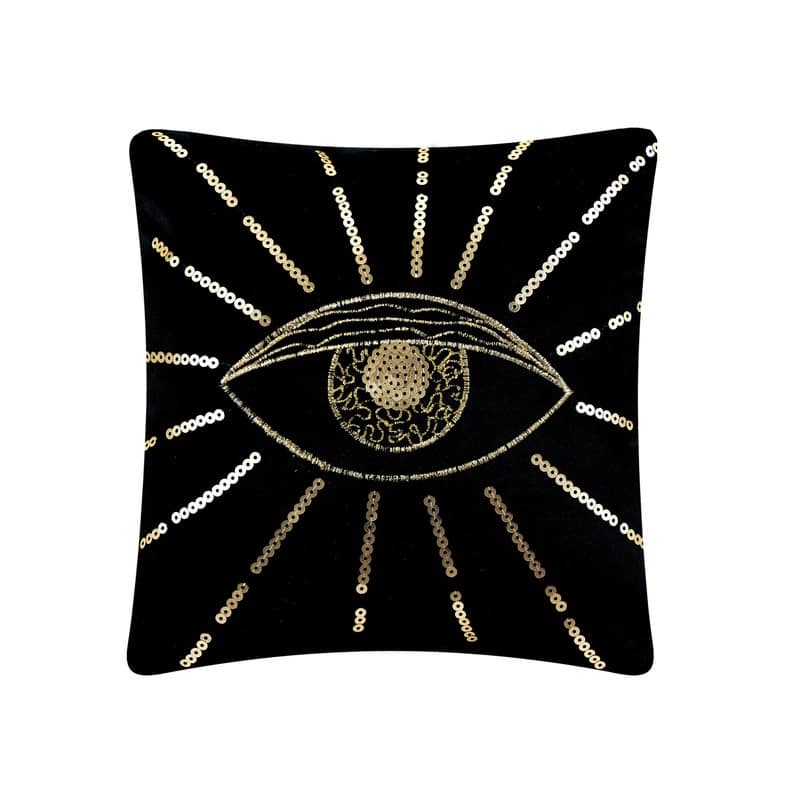 Mini Halloween Eye Embroidered Beaded Throw Pillow