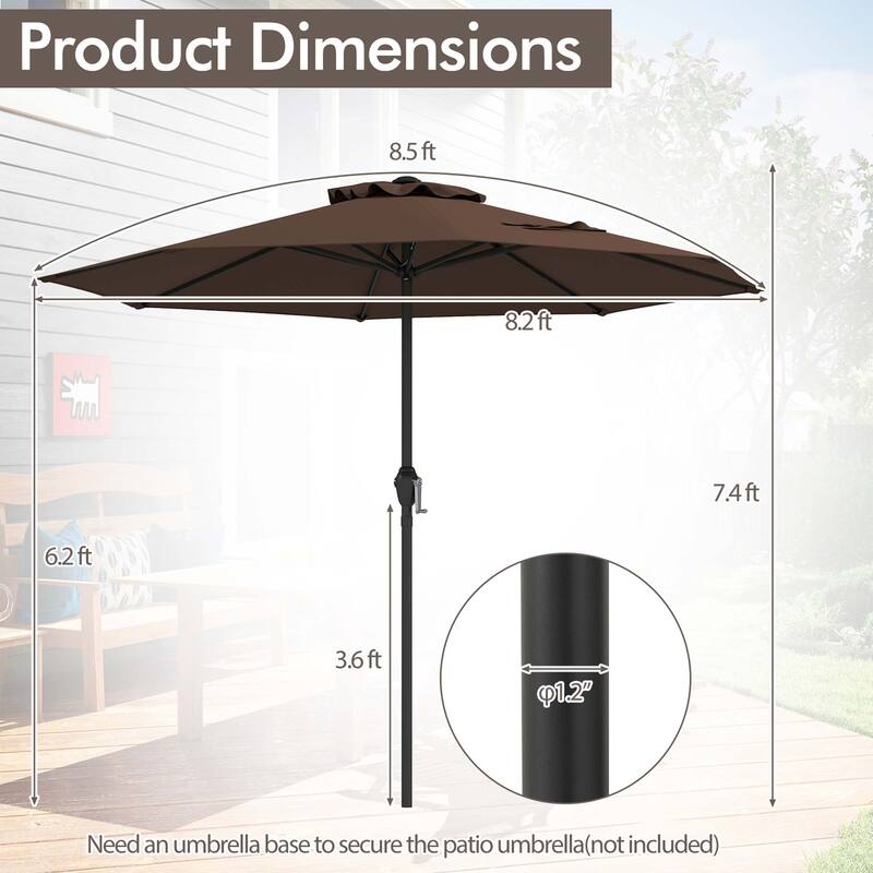 Gymax Outdoor Patio Umbrella Modern Table Umbrella w/8 Heavy Duty Ribs