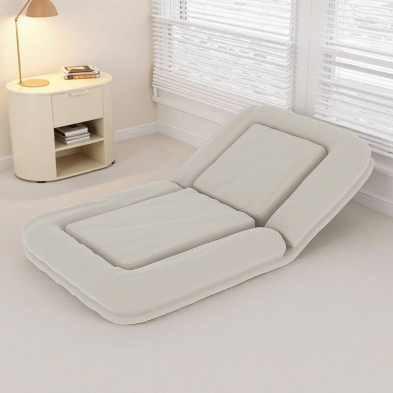 Folding Sofa Chair with 5 Adjustable Positions Plush Floor Lounge Chair for Gaming, Meditation, and Relaxation - Beige