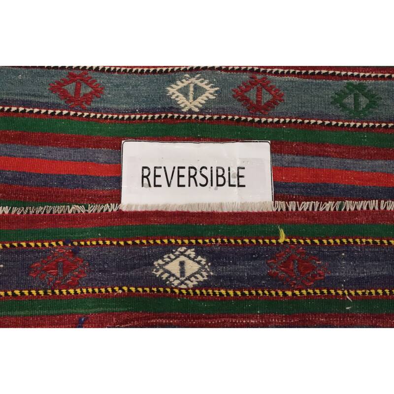 Hand Woven Oriental 100% Wool Carpet Southwestern Tribal Multi-Colored Kilim Area Rug - 8' 10'' X 5' 10''