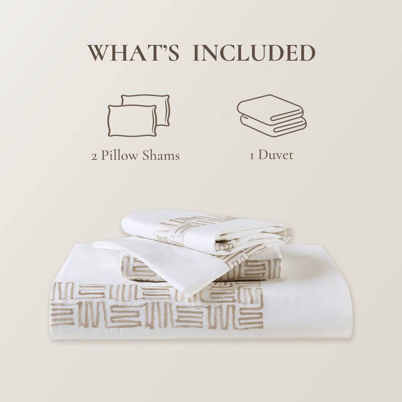 Harbor House Nile 3 Piece Cotton Sateen with Embroidery Duvet Set