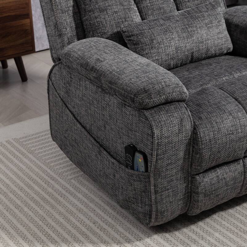 Power Lift Recliner with Extended Footrest,Overstuffed Chenille Dual Motor Recliners with Heat/Message,USB Type C Charging