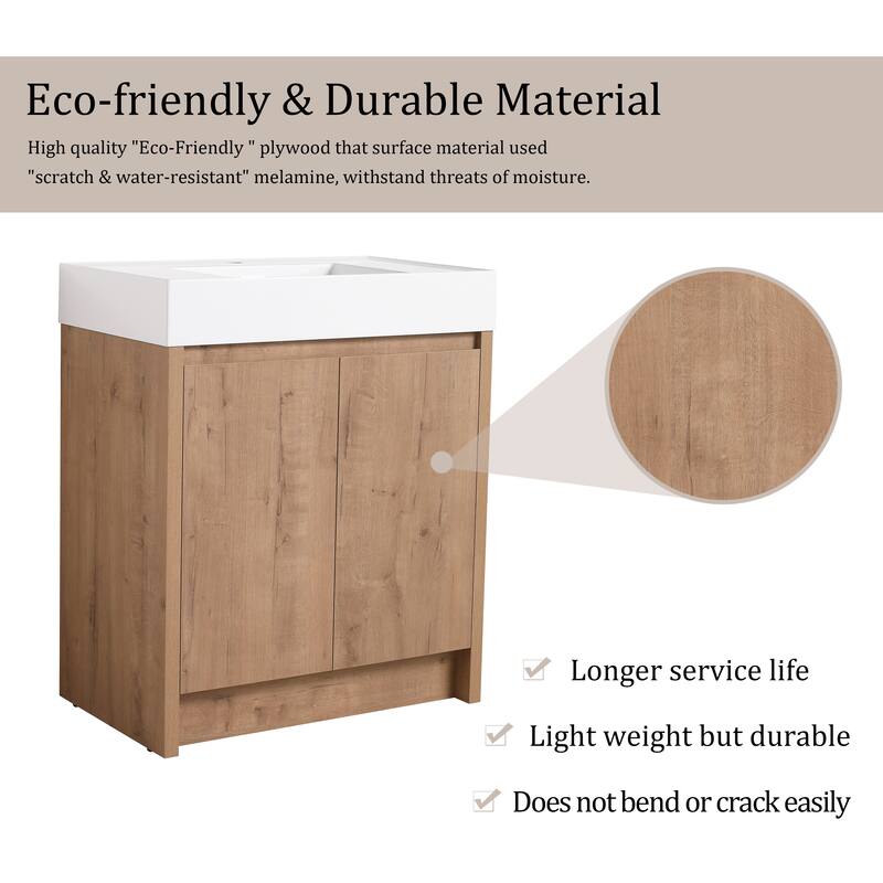 Beingnext 24"/30"/48"/60" Bathroom Vanity with Sink, Freestanding Bathroom Vanity with Soft Close Door and Shelf