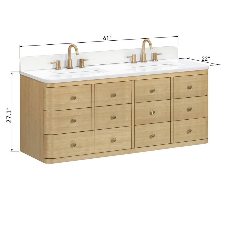 Serena Bathroom Vanity in Light Oak with White Engineered Stone Top