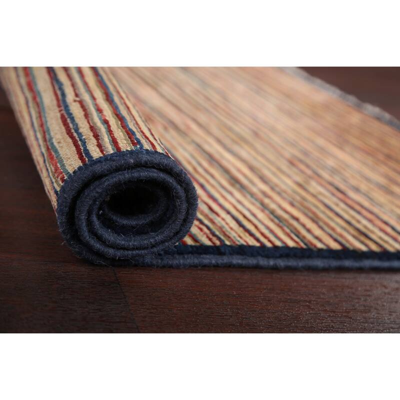 Modern Striped Gabbeh Kashkoli Oriental Wool Area Rug Handmade Carpet - 2'9" x 3'10"