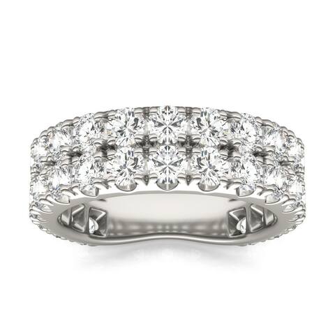 Sterling Silver Moissanite Two-Row Band 3.40ct DEW