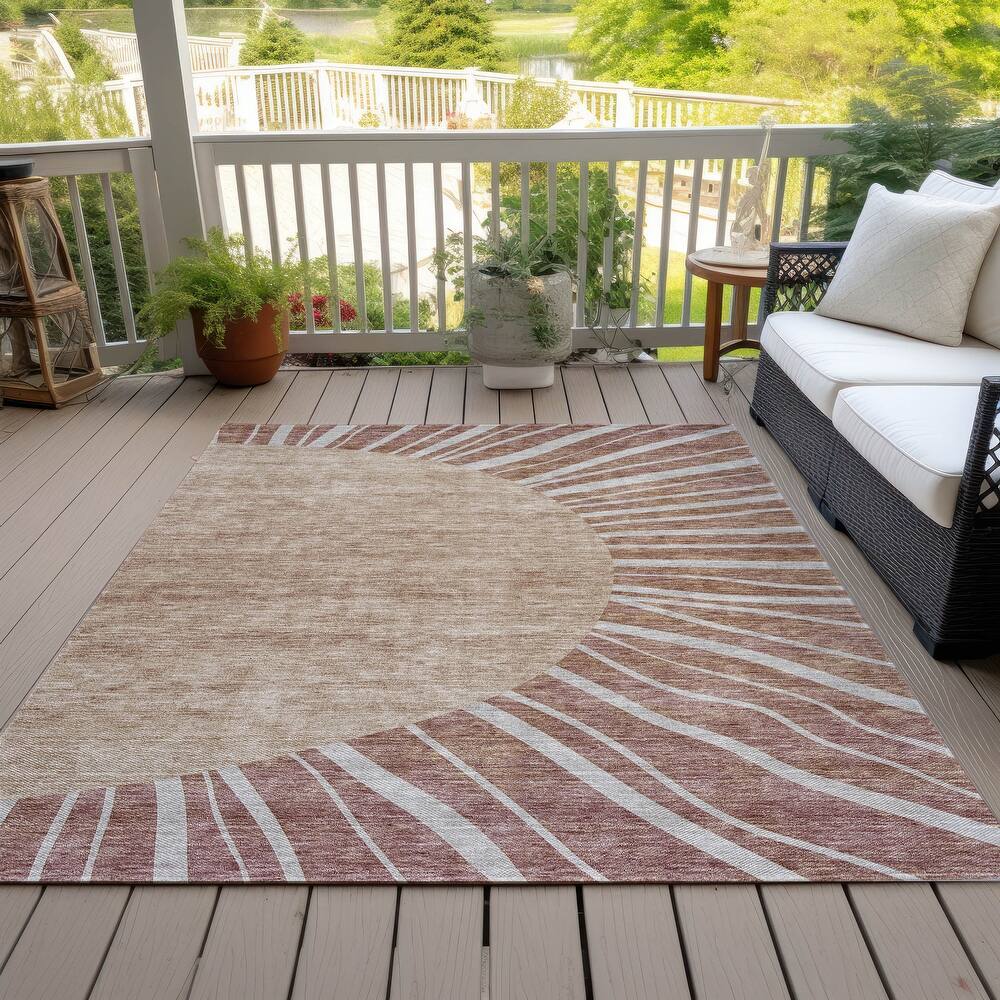 Machine Washable Indoor/ Outdoor ChantilleSunburst Modern Rug