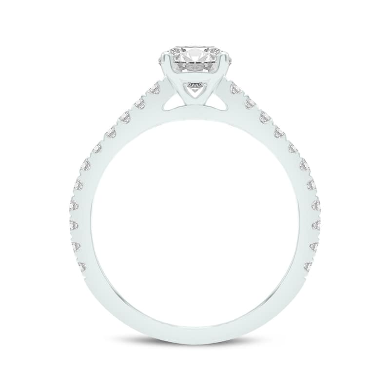 Marquee 1.50 CTW Center Round Cut Lab Grown Diamond Engagement Ring Set in 14Karat White Gold