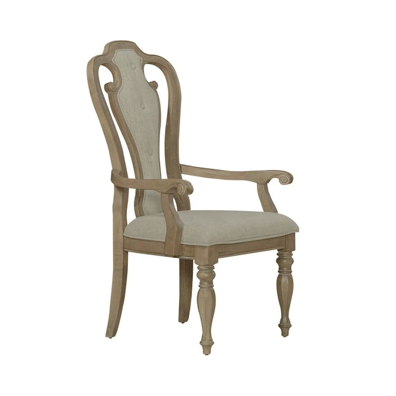 Magnolia Manor Weathered Bisque Splat Back Upholstered Arm Chair (Set of 2)