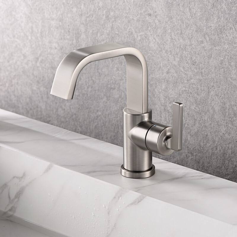 Luxier BSH14-S Single Handle Single Hole Bathroom Faucet with Drain