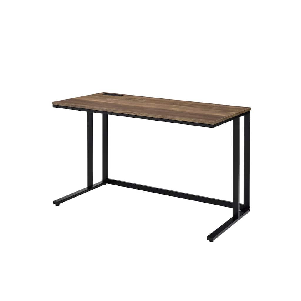 Writing Desk with USB Port - Modern Office Desk, Walnut Black Finish, 47" Wide Workstation