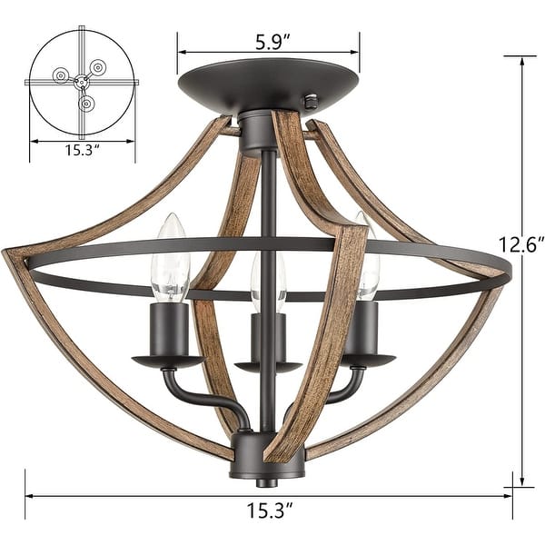 3 light antique semi flush mount ceiling light rust ceiling lamp with ...