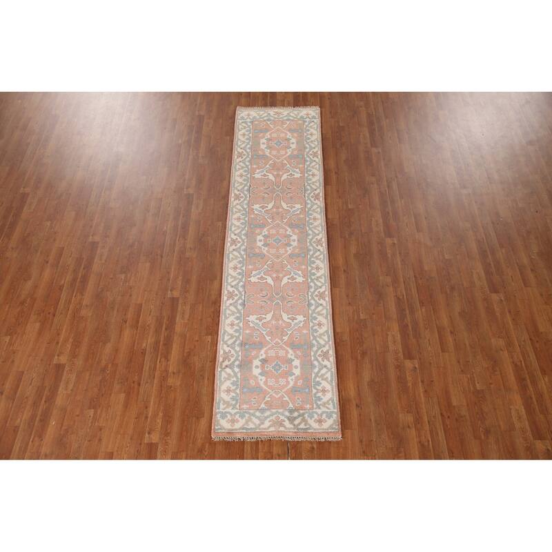 Oushak Indian Runner Rug Handmade Wool Carpet - 2'6"x 9'11"