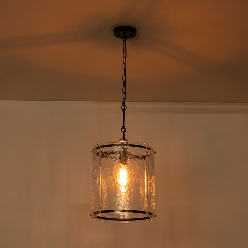 12.6''W Modern 1-Light Water Rippled Glass Pendant - 14.6in