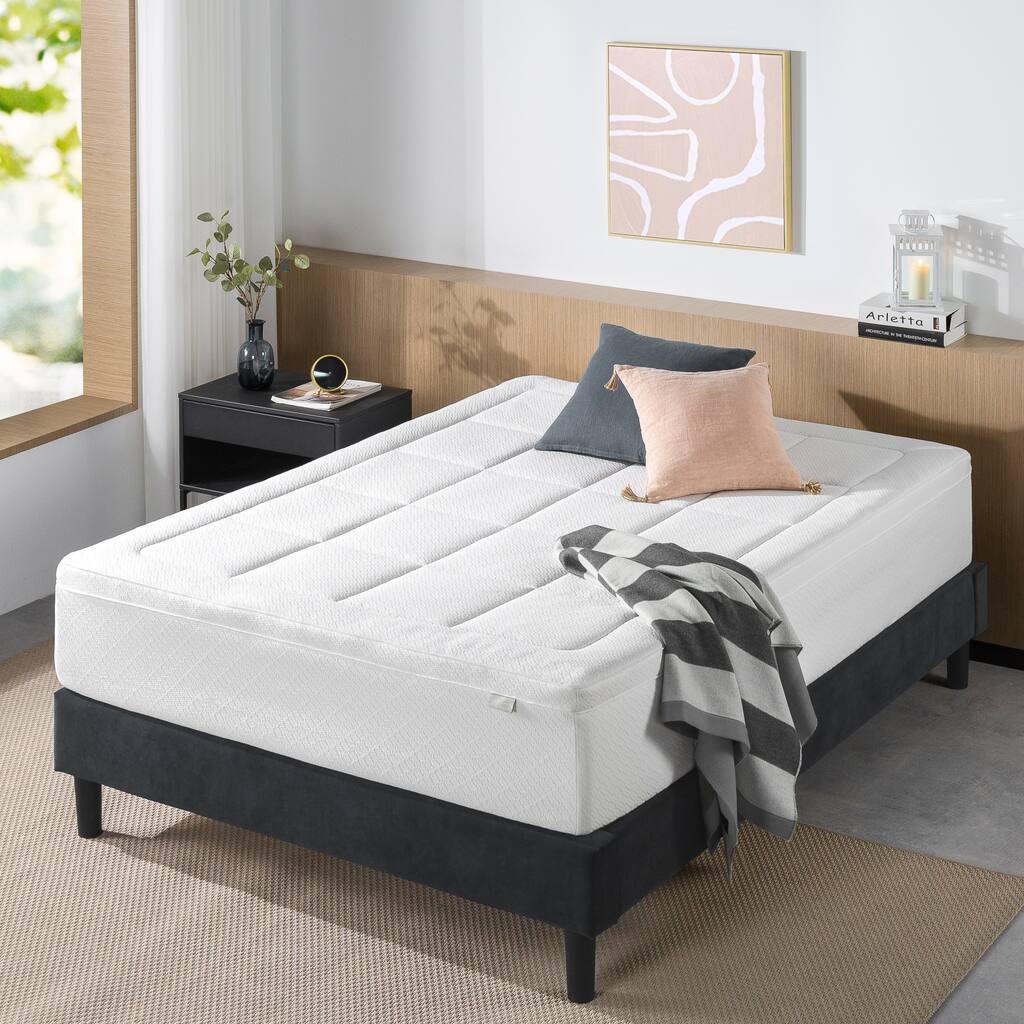 Priage by ZINUS 2 Inch Cloud Memory Foam Mattress Topper - White