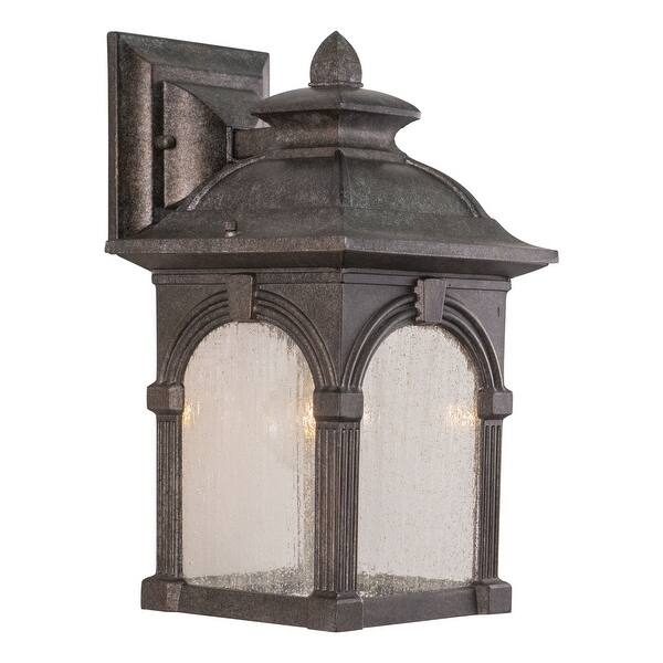 slide 2 of 6, VAXCEL Essex 13 in. H 1-Light Lava Stone Traditional Outdoor Wall Sconce, Rust-Resistant Aluminum, Clear Seeded Glass Shade Lava Stone - 7-in W x 13-in H x 8-in D