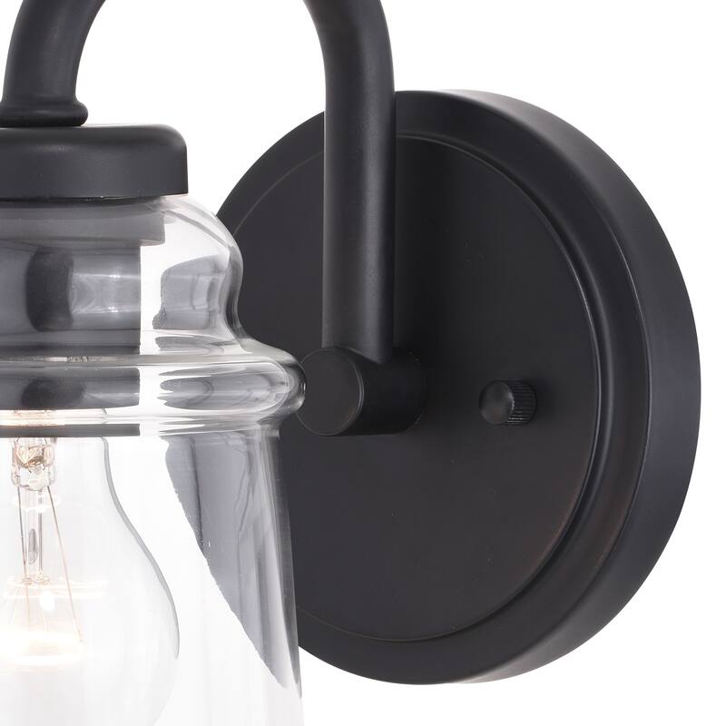 Toledo Black Industrial Farmhouse Clear Glass Vanity Fixture