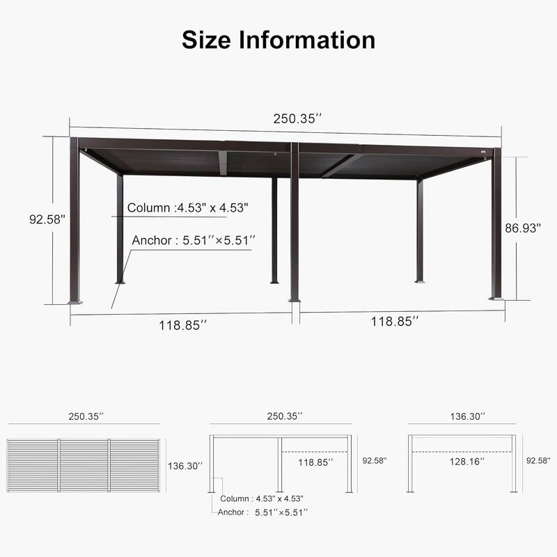 PURPLE LEAF Solar Louvered Pergola with LED String Lights Aluminum Outdoor Pergola with Adjustable Roof for Patio Garden