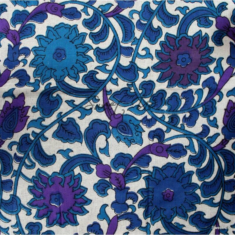 Cotton Auspicious Sunflower Floral Tablecloth Rectangle - Blue - 88 x 104 in