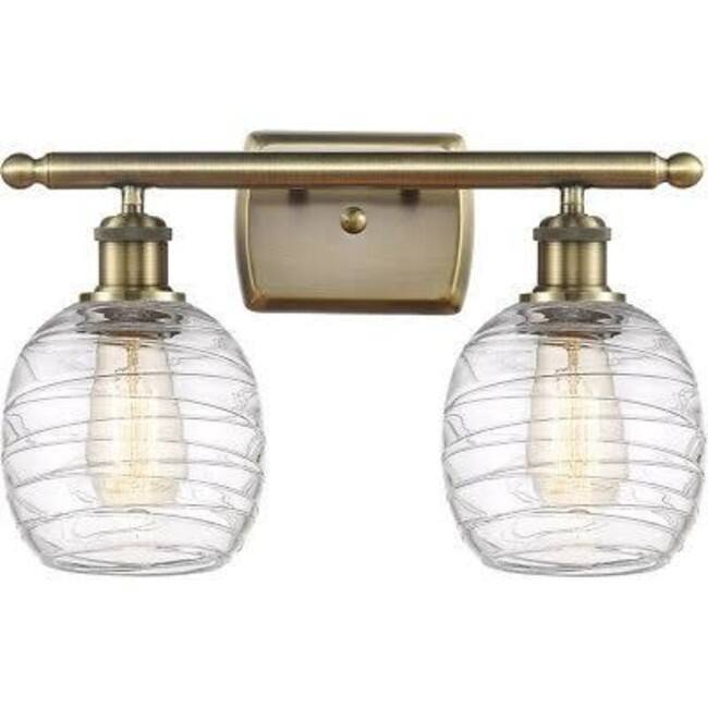 Innovations Lighting 516-2W-11-16 Belfast Vanity Belfast 2 Light 16" - Antique Brass / Deco Swirl
