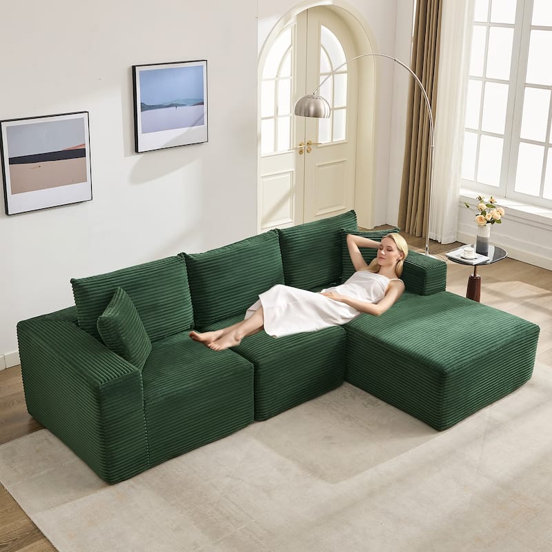 109'' Corduroy Modular Sectional Sofa with Chaise