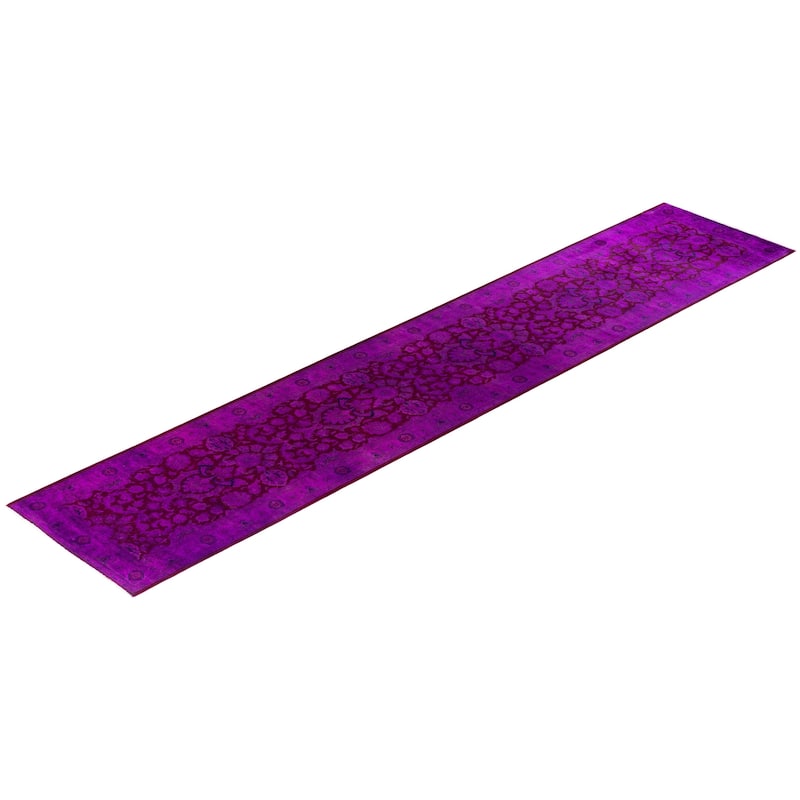 Fine Vibrance One-of-a-Kind Hand-Knotted Runner Rug - Purple, 2' 7" x 12' 9" - 2' 7" x 12' 9"