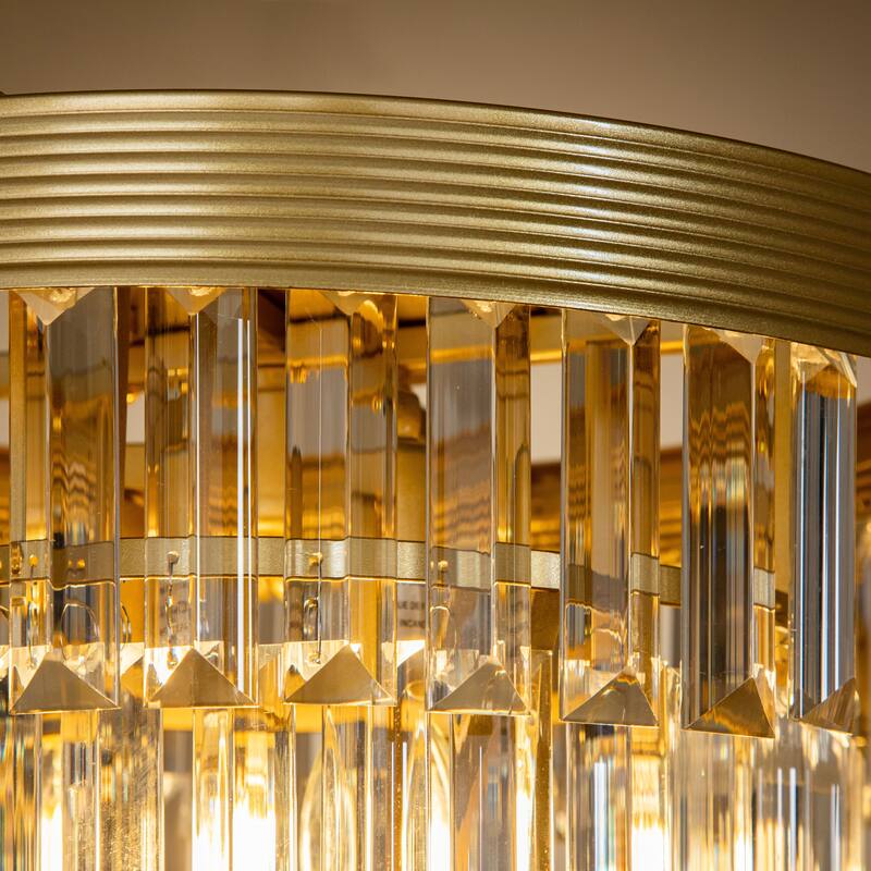 3-Light 13" Cone Shape 3-Tier Crystal Flush Mount