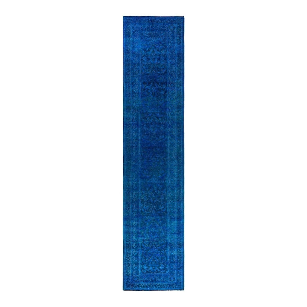 Fine Vibrance One-of-a-Kind Hand-Knotted Runner Rug - Blue, 2' 7" x 11' 8" - 2' 7" x 11' 8"