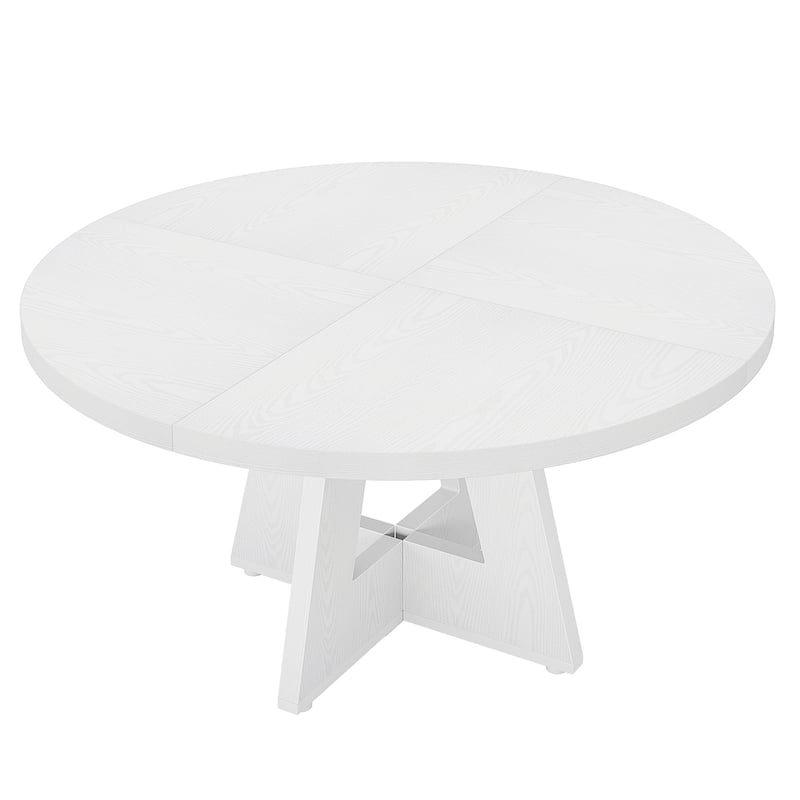 47 Inch Round Dining Table for 4, Wood Farmhouse Dinner Dinning Table for Kitchen Dining Living Room