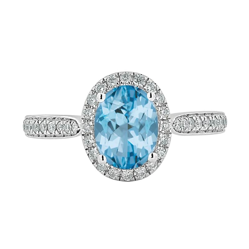 Auriya 1 9/10ct Fancy Oval Sky Blue Topaz Halo Diamond Engagement Ring 1/4ctw 14k Gold