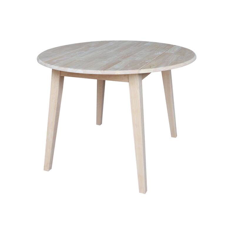 42 in. Solid Wood Round Dual Drop Leaf Table - Unfinished