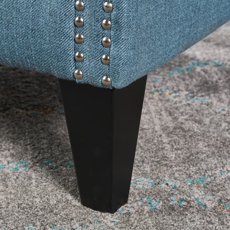 Modern 30" High Back Upholstered Button Tufted Accent Chair with Nailheads for Living Room