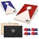preview thumbnail 1 of 6, 3' x 2' Solid Wood Premium Cornhole Set, Game Boards, Includes Set of 8 All-Weather Corn Hole Toss Bags - 2' x 3' Red&Blue