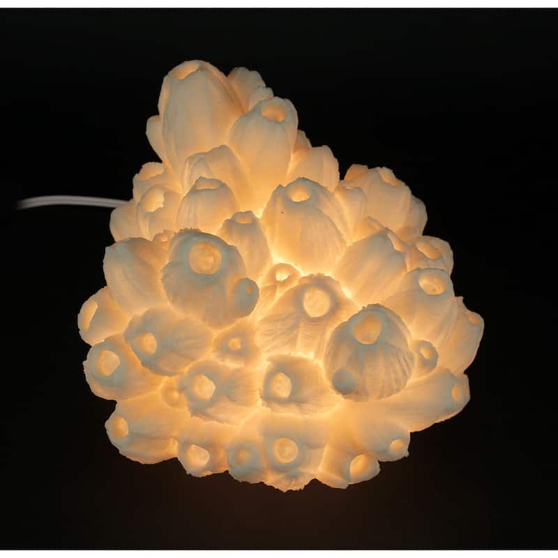 White Faux Tube Coral Decorative Coastal Art Accent Lamp - 8 X 9.75 X 8.5 inches