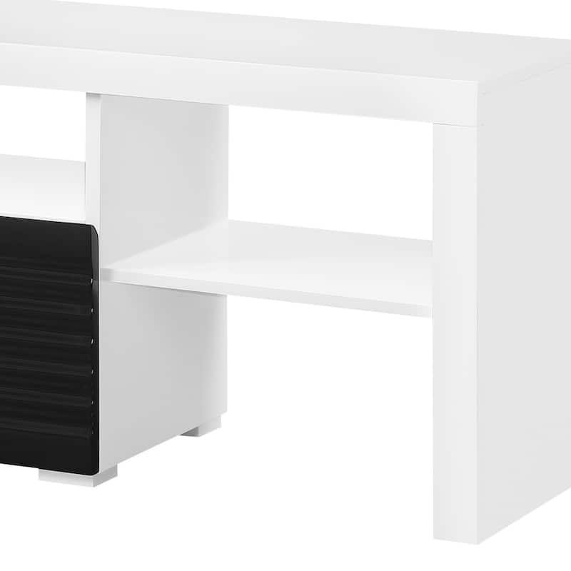 Buck II White & Black High Gloss Finish TV Stand - Black,White