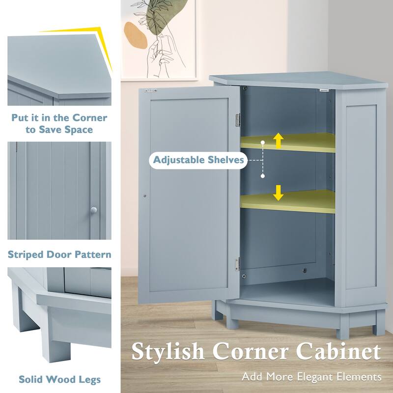 Bathroom Cabinet Triangle Corner Storage Cabinet with Adjustable Shelf