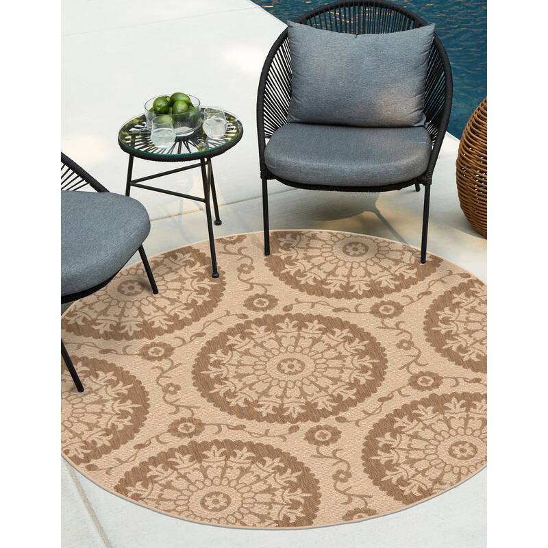 Outdoor Turgh Collection Area Rug - Brown - 6' Round
