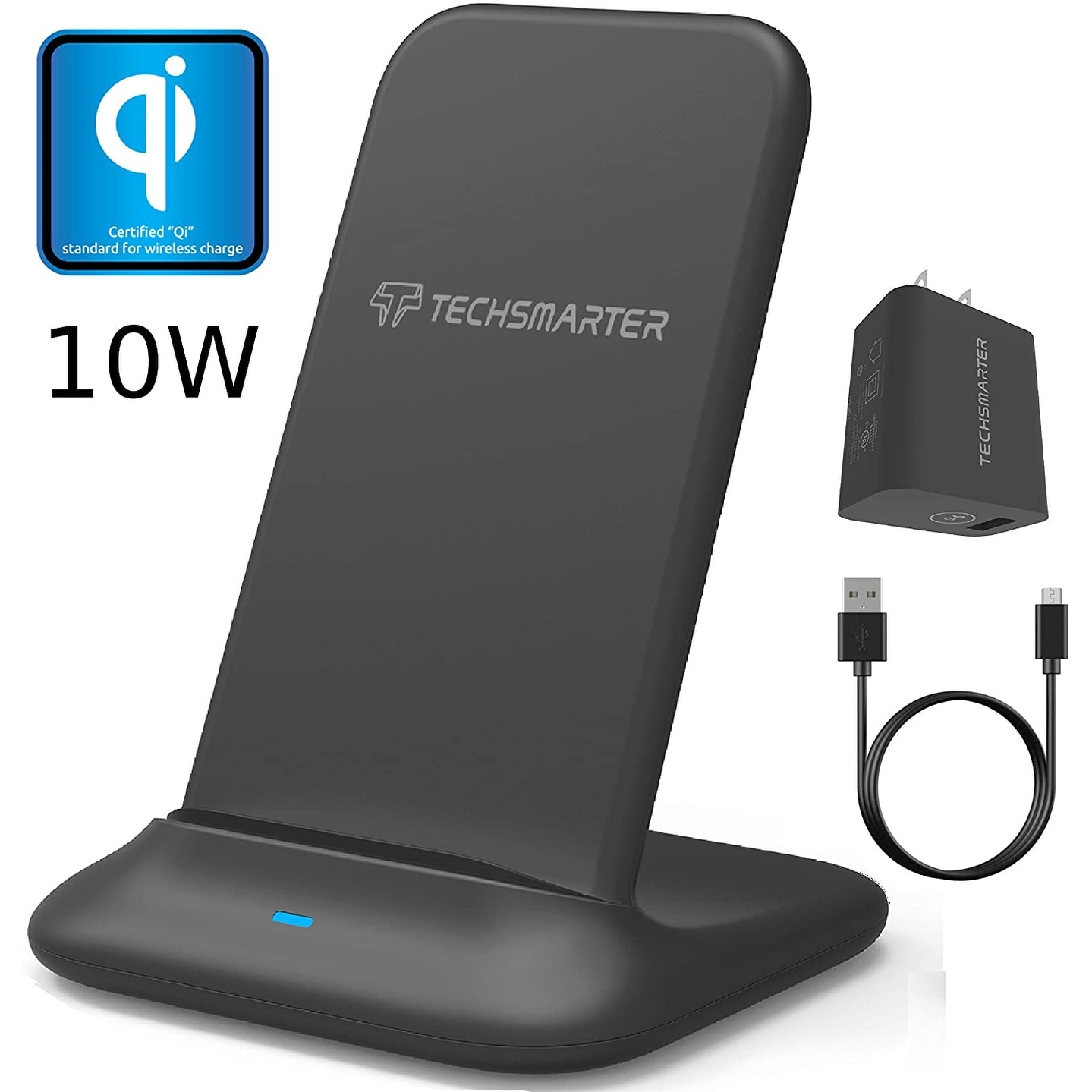 Techsmarter Fast Charging Wireless Charger Stand Dock, Qi Certified for iPhone 11, XS, XR, X, 8 Samsung S20, S10, S9, S8, S7 Techsmarter Fast Charging Wireless Charger Stand Dock, Qi Certified for iPhone 11, XS, XR, X, 8 Samsung S20, S10, S9, S8, S7