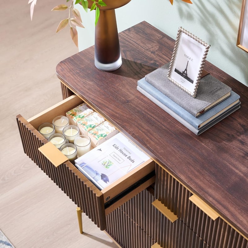 Modern Fluted 7 Drawers Dresser for Bedroom, 54" Dresser TV Stand