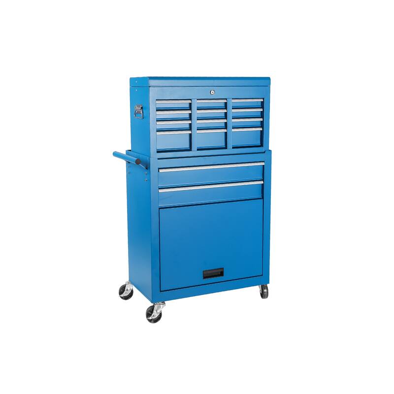 8-Drawer Rolling Tool Storage Cabinet with 2 in 1 Detachable Top Tool Box - Blue