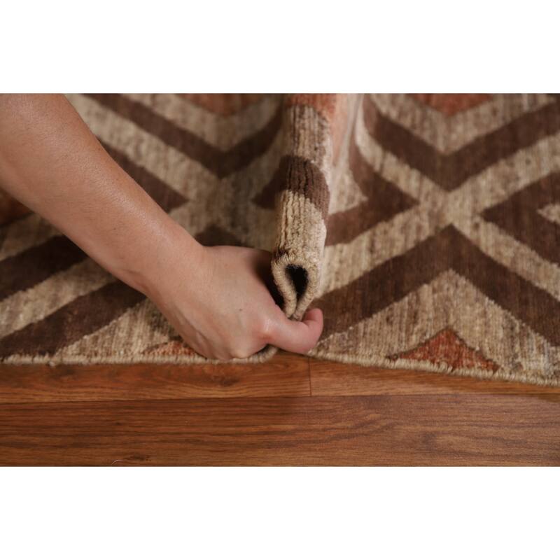 Geometric Gabbeh Kashkoli Oriental Area Rug Hand-knotted Wool Carpet - 5'2" x 7'10"