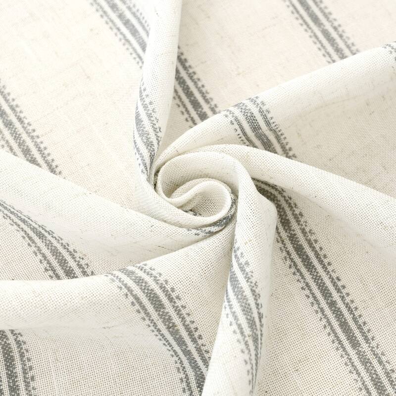 DriftAway Farmhouse Linen Blend Curtains Vertical Striped Printed Drapes