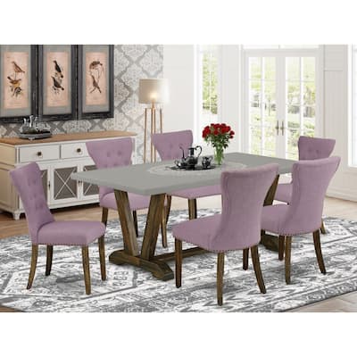 Modern Dining Table Set - 7 Piece Kitchen Table with 6 Parsons Chairs - Hardwood Table & Chair Set