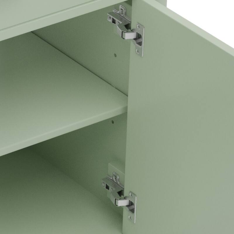 Bathroom Vanity with Ceramic Sink, Wooden Bathroom Storage Cabinet, Bathroom Cabinet with Soft Close Doors & Adjustable Shelf